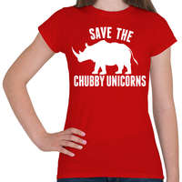 printfashion Save the Chubby Unicorns! - Női póló - Piros