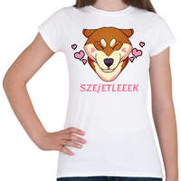 printfashion SZEJETLEEEK shiba kutyus - Női póló - Fehér