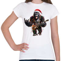 printfashion Vicces karácsonyi gitáros rocker party gorilla - Női póló - Fehér