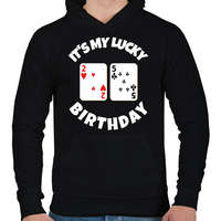 printfashion 25 POKER SZÜLINAP - Férfi kapucnis pulóver - Fekete
