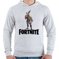 printfashion Fortnite #8 /black/ - Férfi kapucnis pulóver - Sport szürke