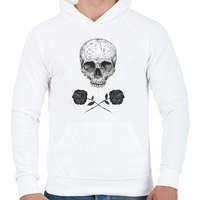 printfashion Skull N' Roses - Férfi kapucnis pulóver - Fehér