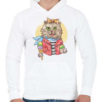 printfashion Vintage macska - Férfi kapucnis pulóver - Fehér