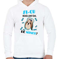 printfashion Si-cu nélkül lehet élni, de minek? - Férfi kapucnis pulóver - Fehér