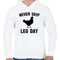 printfashion Never Skip Leg Day - Férfi kapucnis pulóver - Fehér