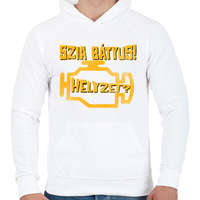 printfashion Szia Bátyus! Helyzet? (Check Engine) - Férfi kapucnis pulóver - Fehér