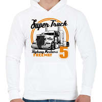 printfashion Super Truck Highway - Férfi kapucnis pulóver - Fehér