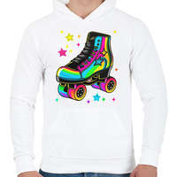 printfashion 80-as évek retro görkorcsolya neon - Férfi kapucnis pulóver - Fehér