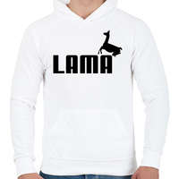 printfashion Lama Puma paródia - Férfi kapucnis pulóver - Fehér
