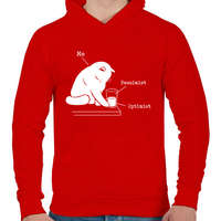 printfashion Félig üres vagy félig tele? - Férfi kapucnis pulóver - Piros