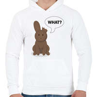 printfashion What? - Csoki nyuszi - Férfi kapucnis pulóver - Fehér