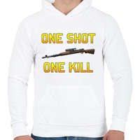 printfashion PUBG - One Shot, One Kill - Férfi kapucnis pulóver - Fehér