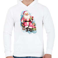 printfashion Vintage télapó - Férfi kapucnis pulóver - Fehér