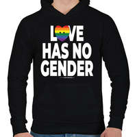 printfashion Love has no gender - humanista grafika - LMBT / LMBTQI (126) - Férfi kapucnis pulóver - Fekete
