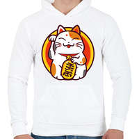 printfashion Lucky cat - Maneki neko - Férfi kapucnis pulóver - Fehér