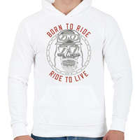 printfashion Motoros 01 - Born to ride - Férfi kapucnis pulóver - Fehér