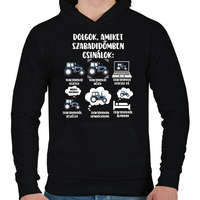 printfashion Traktoros szabadidő - Férfi kapucnis pulóver - Fekete