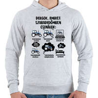 printfashion Traktoros szabadidő - Férfi kapucnis pulóver - Sport szürke