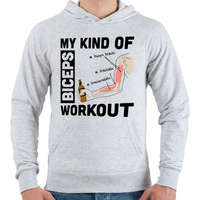 printfashion My Kind Of BICEPS Workout /w/ - Férfi kapucnis pulóver - Sport szürke