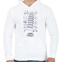printfashion I LOVE ITALY 1 - Férfi kapucnis pulóver - Fehér