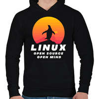 printfashion Linux - open source - Férfi kapucnis pulóver - Fekete