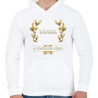 printfashion Dániel - Férfi kapucnis pulóver - Fehér