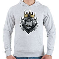 printfashion Bear King - Férfi kapucnis pulóver - Sport szürke