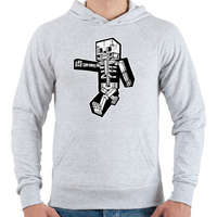 printfashion Minecraft csontváz - Férfi kapucnis pulóver - Sport szürke