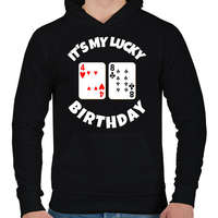 printfashion 48 POKER SZÜLINAP - Férfi kapucnis pulóver - Fekete