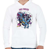printfashion Free forever - Dínó és űrhajós - Férfi kapucnis pulóver - Fehér