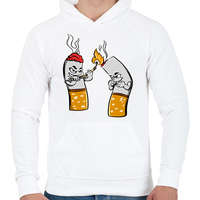 printfashion Cigaretta pár - Férfi kapucnis pulóver - Fehér