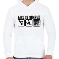 printfashion Life is simple Death Metal - Férfi kapucnis pulóver - Fehér