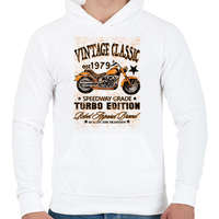 printfashion 1979-es Vintage Classic Turbo Edition motorkerékpár - Férfi kapucnis pulóver - Fehér