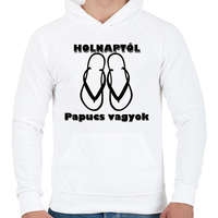 printfashion Papucs leszek holnaptól! - Férfi kapucnis pulóver - Fehér