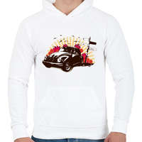 printfashion Fekete bogár útjelző tábla mellett - Férfi kapucnis pulóver - Fehér
