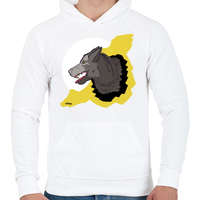 printfashion Szürke Farkas - Férfi kapucnis pulóver - Fehér