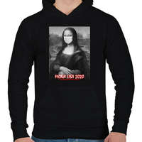 printfashion Mona Lisa 2020 - Férfi kapucnis pulóver - Fekete