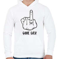 printfashion Game OVER - vicces lánybúcsú / legénybúcsú póló felirat - Férfi kapucnis pulóver - Fehér