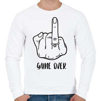 printfashion Game OVER - vicces lánybúcsú / legénybúcsú póló felirat - Férfi pulóver - Fehér
