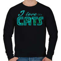 printfashion i love the cats-blue - Férfi pulóver - Fekete