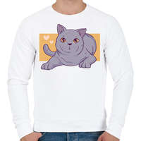 printfashion Szürke cica - Férfi pulóver - Fehér