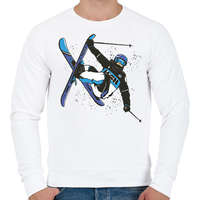 printfashion Síelés - Férfi pulóver - Fehér