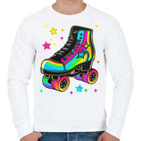 printfashion 80-as évek retro görkorcsolya neon - Férfi pulóver - Fehér