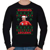 printfashion Karácsonyi Charles Leclerc - Férfi pulóver - Fekete