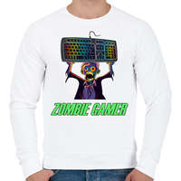 printfashion Zombie Gamer (PC) - Férfi pulóver - Fehér