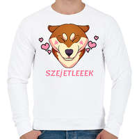 printfashion SZEJETLEEEK shiba kutyus - Férfi pulóver - Fehér