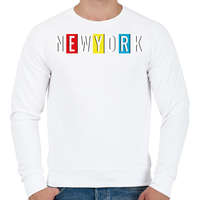 printfashion New York - Férfi pulóver - Fehér