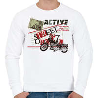 printfashion Fekete motor - Férfi pulóver - Fehér