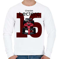 printfashion Charles Leclerc 16 autóversenyző - fekete felirat - Férfi pulóver - Fehér