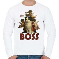 printfashion Teh boss - Cat - Férfi pulóver - Fehér